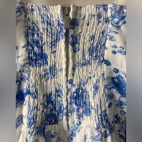 7 For All Mankind Ocean Toile Print Linen Skater Dress With Pockets! - Picture 6 of 10